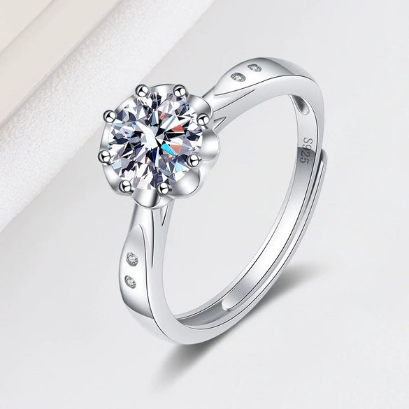 Wholesale S925 Sterling Silver Geometric Flower Leaf Open Ring For Women With Electroplating