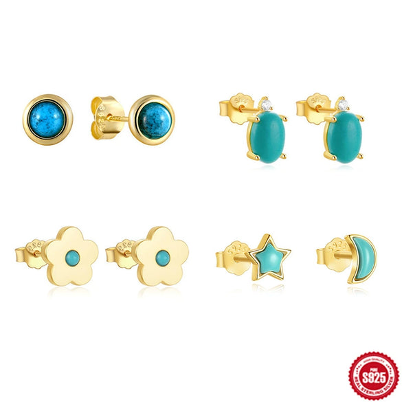 Wholesale S925 Sterling Silver Geometric Flower Moon Earrings With Electroplating For Women Simple And Fashionable