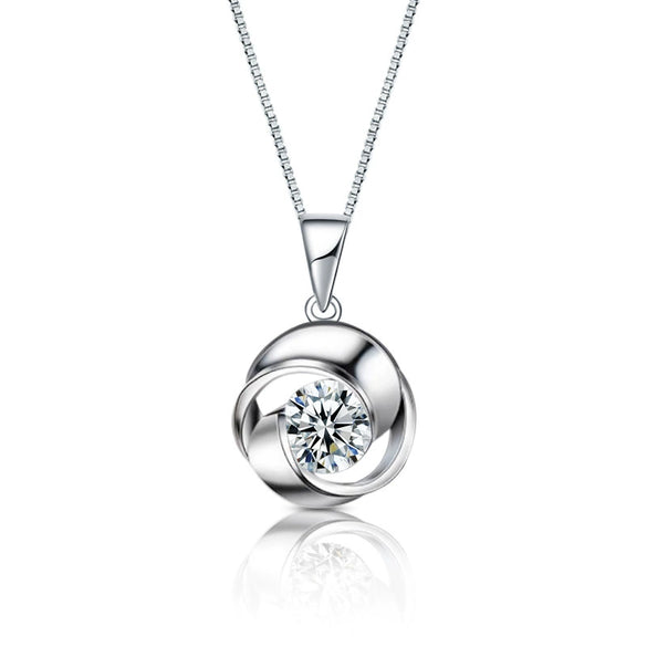 Wholesale S925 Sterling Silver Geometric Fourleaf Clover Pendant Necklace With Plain Chain For Women Electroplated