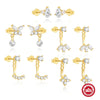 Wholesale S925 Sterling Silver Geometric Fourleaf Petal Cz Adjustable Jacket Ear Studs With Butterfly Diamond Tassel Earrings For Women
