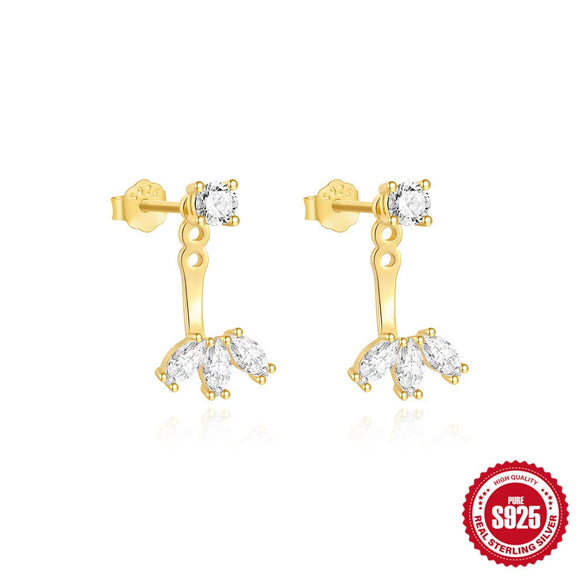 Wholesale S925 Sterling Silver Geometric Fourleaf Petal Cz Adjustable Jacket Ear Studs With Butterfly Diamond Tassel Earrings For Women