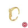 Wholesale S925 Sterling Silver Geometric Fourstar Open Finger Ring With Zirconia Treatment Luxury Exquisite Niche Design