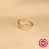 Wholesale S925 Sterling Silver Geometric Fourstar Open Finger Ring With Zirconia Treatment Luxury Exquisite Niche Design