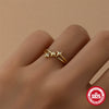 Wholesale S925 Sterling Silver Geometric Fourstar Open Finger Ring With Zirconia Treatment Luxury Exquisite Niche Design