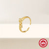 Wholesale S925 Sterling Silver Geometric Fourstar Open Finger Ring With Zirconia Treatment Luxury Exquisite Niche Design