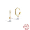 Wholesale S925 Sterling Silver Geometric Glossy Earrings With Pendant Triple Perforated Zircon For Women