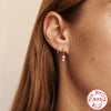 Wholesale S925 Sterling Silver Geometric Glossy Earrings With Pendant Triple Perforated Zircon For Women