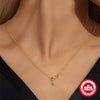 Wholesale S925 Sterling Silver Geometric Green Diamond With Diamond Clavicle Chain Necklace Electroplated For Women