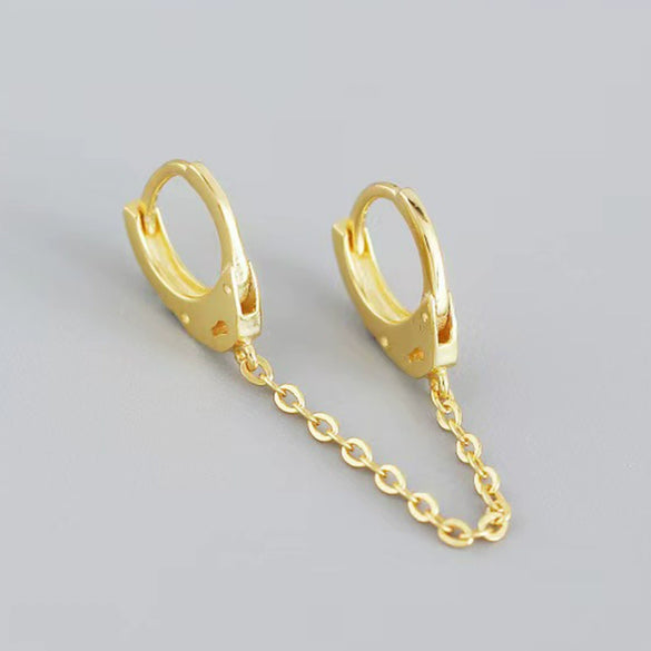Wholesale S925 Sterling Silver Geometric Handcuffs Chain Earring With Seiko Treatment Fashion Simple Exquisite Personality Trendy