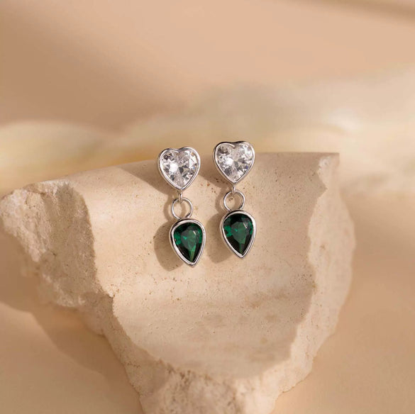 Wholesale S925 Sterling Silver Geometric Heart Dripping Electroplated Earrings For Women