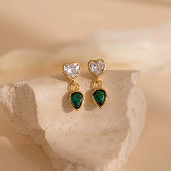Wholesale S925 Sterling Silver Geometric Heart Dripping Electroplated Earrings For Women