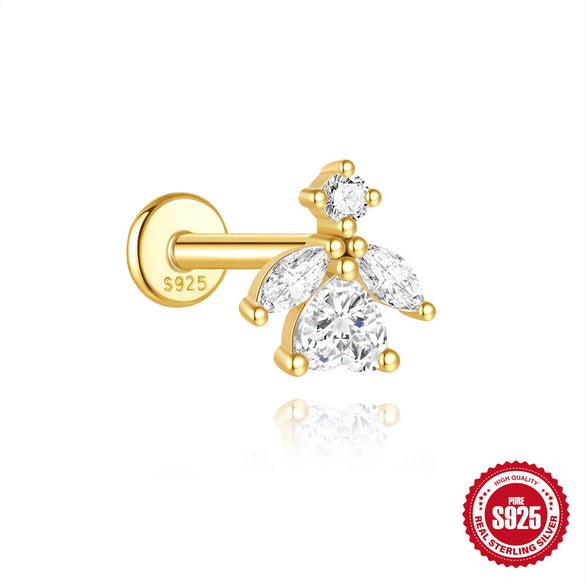 Wholesale S925 Sterling Silver Geometric Heart Earrings With Zircon Diamond And Environmentally Friendly Electroplating For Unisex