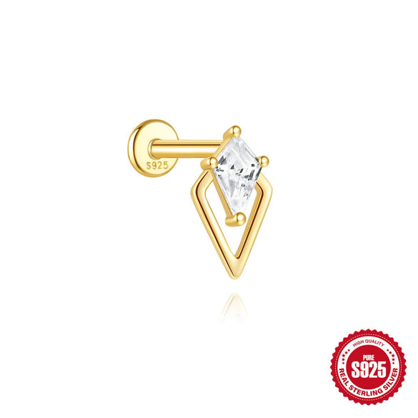 Wholesale S925 Sterling Silver Geometric Heart Earrings With Zircon Diamond And Environmentally Friendly Electroplating For Unisex