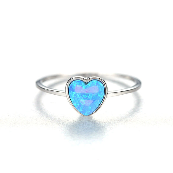 Wholesale S925 Sterling Silver Geometric Heart Ring Electroplated Simple Retro Design