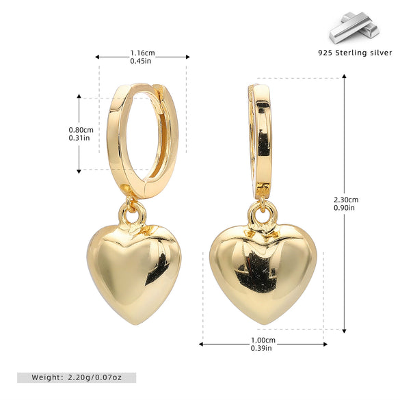 Wholesale S925 Sterling Silver Geometric Heart Simple Style Women's Earrings