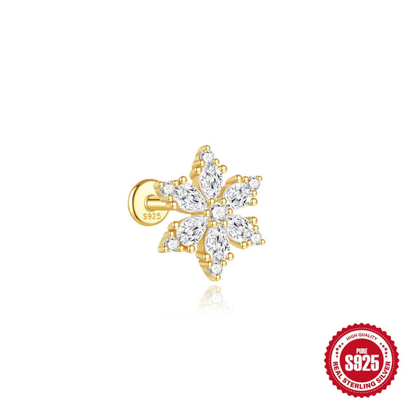 Wholesale S925 Sterling Silver Geometric Horse Eye Aobao Flat Head Thread Puncture Ear Nail With Diamond Encrusted And Environmentally Friendly Electroplating Ear Jewelry