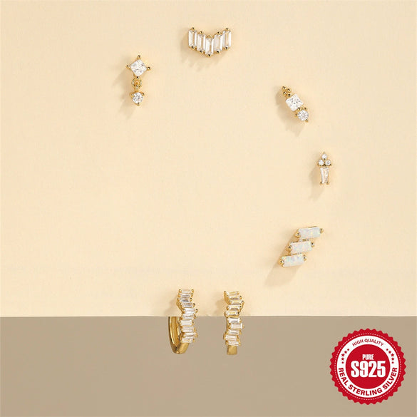 Wholesale S925 Sterling Silver Geometric Horse Eye Aobao Flat Head Thread Puncture Ear Nail With Diamond Encrusted And Environmentally Friendly Electroplating Ear Jewelry
