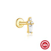 Wholesale S925 Sterling Silver Geometric Horse Eye Aobao Flat Head Thread Puncture Ear Nail With Diamond Encrusted And Environmentally Friendly Electroplating Ear Jewelry