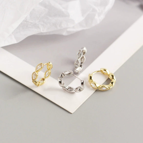 Wholesale S925 Sterling Silver Geometric Horse Eye Diamond Earrings With Electroplating Treatment