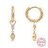 Wholesale S925 Sterling Silver Geometric Horse Eye Diamond Pearl Hanging Earrings With Electroplating