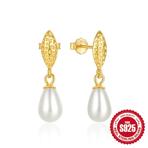 Wholesale S925 Sterling Silver Geometric Horse Eye Diamondembedded Pearl Earrings For Women Retro Simple Fashion Ins Style