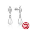 Wholesale S925 Sterling Silver Geometric Horse Eye Diamondembedded Pearl Earrings For Women Retro Simple Fashion Ins Style