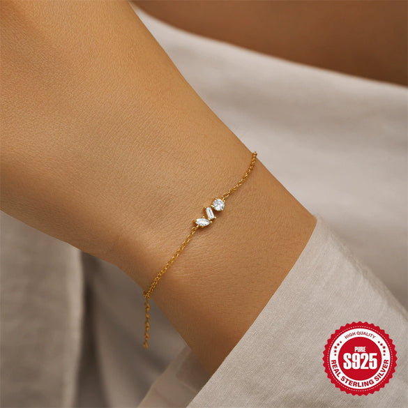 Wholesale S925 Sterling Silver Geometric Horse Eye Pendant Bracelet With Diamond Design Sense And Electroplating For Women