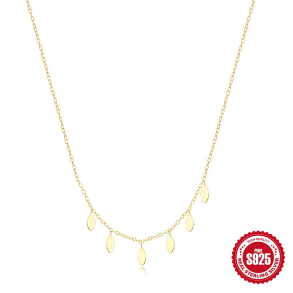 Wholesale S925 Sterling Silver Geometric Horse Eye Round Stacked Women's Collarbone Necklace With Electroplating Design
