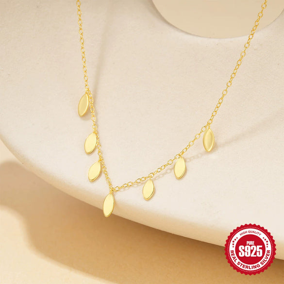 Wholesale S925 Sterling Silver Geometric Horse Eye Round Stacked Women's Collarbone Necklace With Electroplating Design