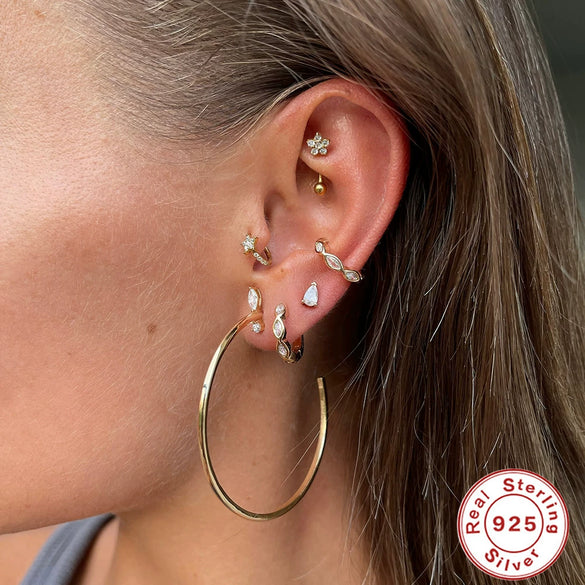 Wholesale S925 Sterling Silver Geometric Horse Eye Stone Foundation Earring With Electroplating For Women