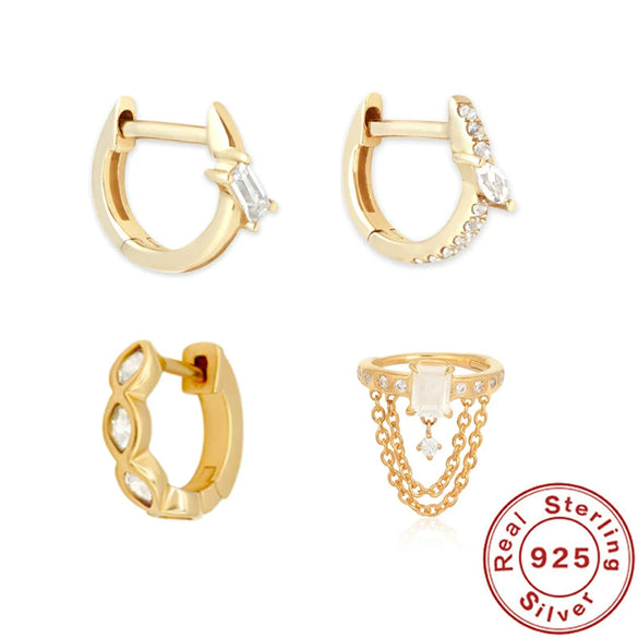 Wholesale S925 Sterling Silver Geometric Horse Eye Stone Foundation Earring With Electroplating For Women