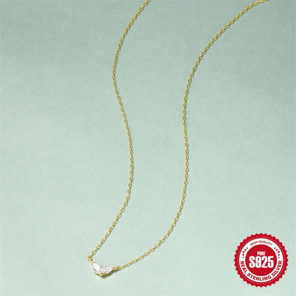Wholesale S925 Sterling Silver Geometric Horse Eye Stone Pendant Water Drop Clavicle Necklace With Electroplating O Chain Retro Low Key Luxury For Women