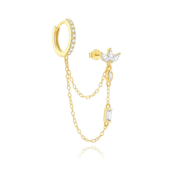 Wholesale S925 Sterling Silver Geometric Horse Eye Tassel Chain Earrings With Electroplating Design For Women