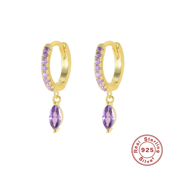 Wholesale S925 Sterling Silver Geometric Horse's Eye Earrings With Electroplating