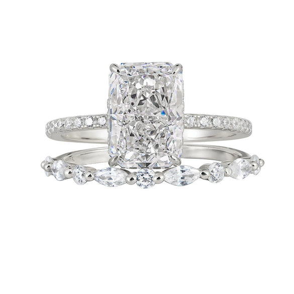 Wholesale S925 Sterling Silver Geometric Ice Flower Cut Zircon Set Ring For Women