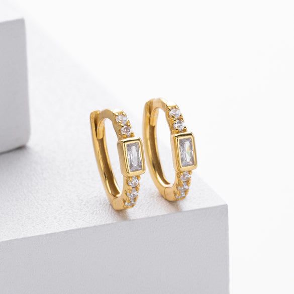 Wholesale S925 Sterling Silver Geometric Inlaid Cubic Zircon Electroplated Light Luxury Women's Earrings