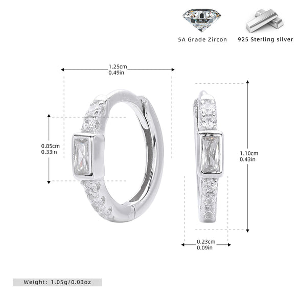 Wholesale S925 Sterling Silver Geometric Inlaid Cubic Zircon Electroplated Light Luxury Women's Earrings