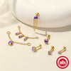 Wholesale S925 Sterling Silver Geometric Inlaid Natural High End Amethyst Tassel Piercing Earrings And Ear Bone Nails With Electroplating
