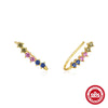 Wholesale S925 Sterling Silver Geometric Inlaid Zircon Backmounted Ear Studs Ear Bone Clip Light Luxury Trendy Unisex