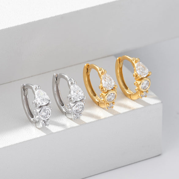 Wholesale S925 Sterling Silver Geometric Inlaid Zircon Electroplated Women's Earrings
