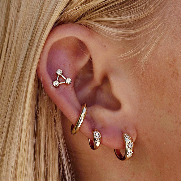 Wholesale S925 Sterling Silver Geometric Inlaid Zircon Star Earrings For Women