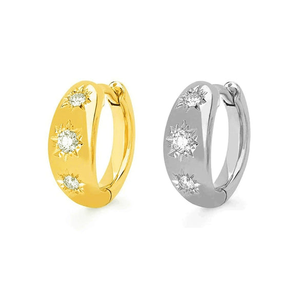 Wholesale S925 Sterling Silver Geometric Inlaid Zircon Star Earrings For Women