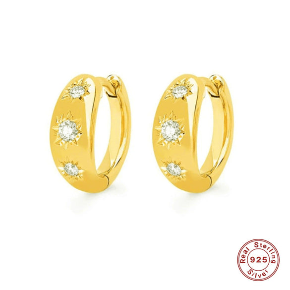 Wholesale S925 Sterling Silver Geometric Inlaid Zircon Star Earrings For Women