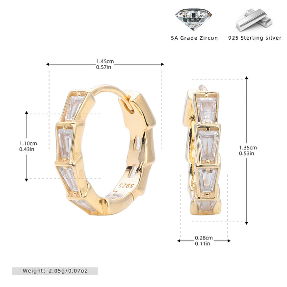 Wholesale S925 Sterling Silver Geometric Inlaid Zirconium Electroplated Light Luxury Style Earrings For Women