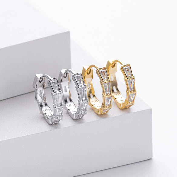 Wholesale S925 Sterling Silver Geometric Inlaid Zirconium Electroplated Light Luxury Style Earrings For Women