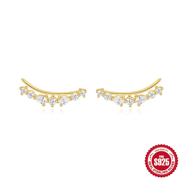Wholesale S925 Sterling Silver Geometric Inlay Electroplated Ear Clip Earrings For Women