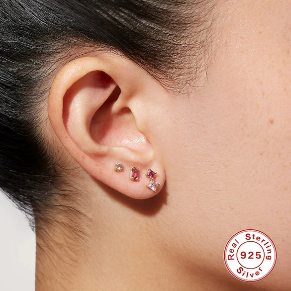 Wholesale S925 Sterling Silver Geometric Irregular All Match Diamond Stud Earrings With Electroplating For Women