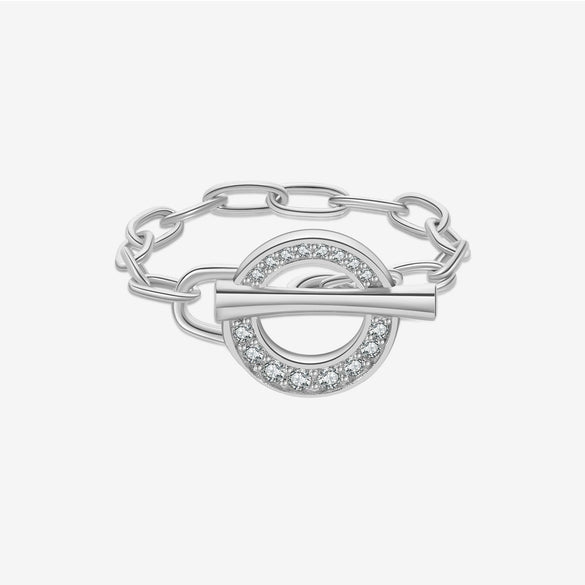 Wholesale S925 Sterling Silver Geometric Irregular Chain Ring With Electroplating And Simple Zircon High Design Feeling Minimalist Ring For Women And Unisex