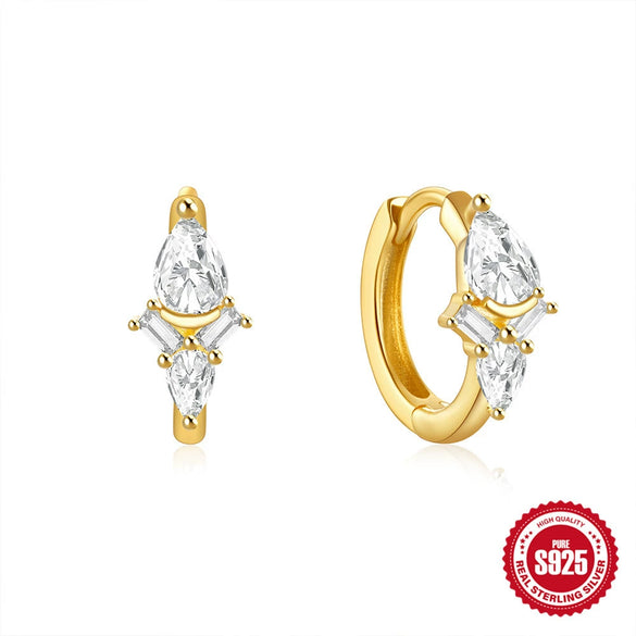 Wholesale S925 Sterling Silver Geometric Irregular Earrings With Zircon Inlay And Electroplating For Women