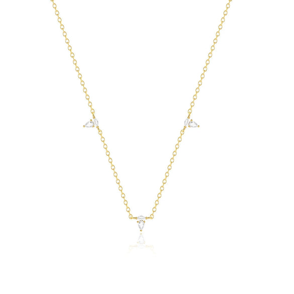 Wholesale S925 Sterling Silver Geometric Irregular Zircon Encrusted Clavicle Necklace With Electroplating Treatment And O Chain